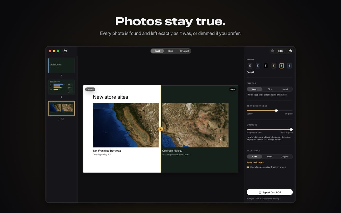 A page with photos left untouched while the page turns dark